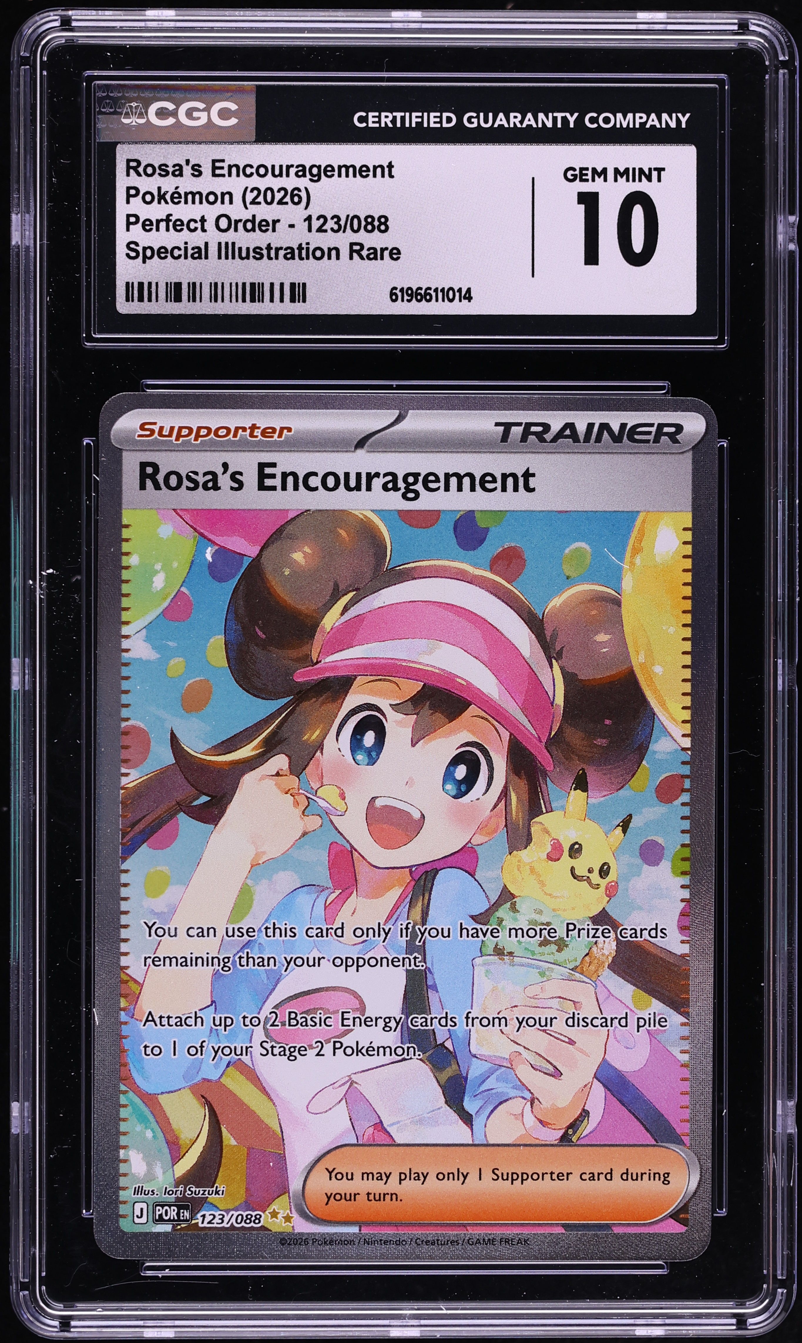 2026 Pokemon Mega Evolution Perfect Order SIR Rosa's Encouragement #123 CGC 10 GEM MINT