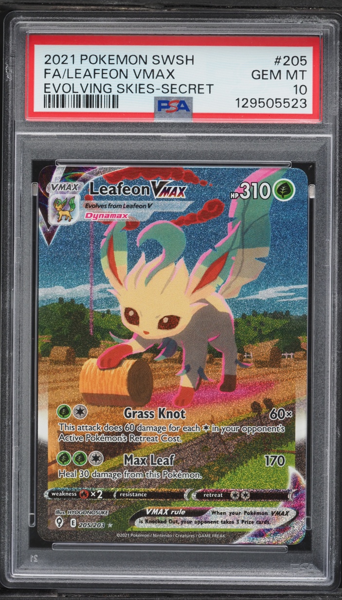2021 Pokemon Sword & Shield Evolving Skies Full Art Leafeon VMAX #205 PSA 10 GEM MINT