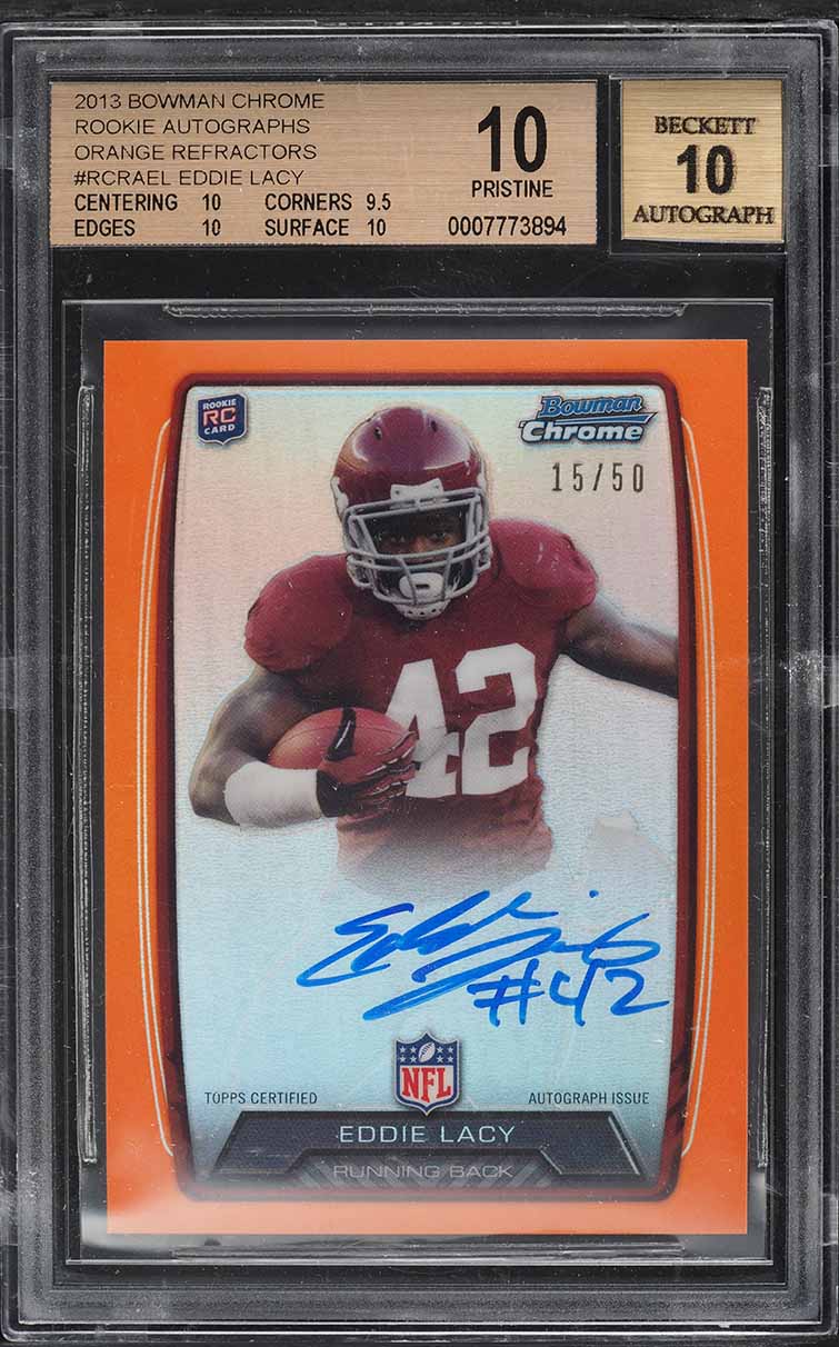2013 Bowman Chrome Orange Refractor Eddie Lacy ROOKIE AUTO /50 #RCRA-EL BGS 10 PRISTINE