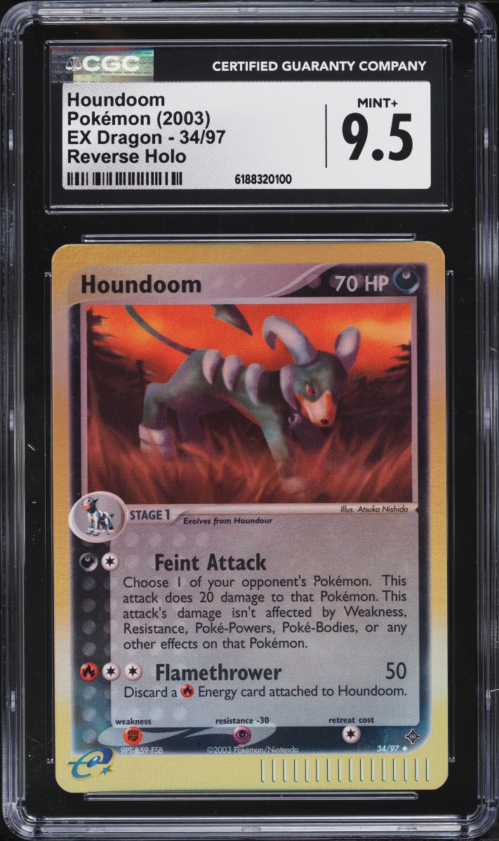 2003 Pokemon EX Dragon Reverse Holo Houndoom #34 CGC 9.5 MINT+