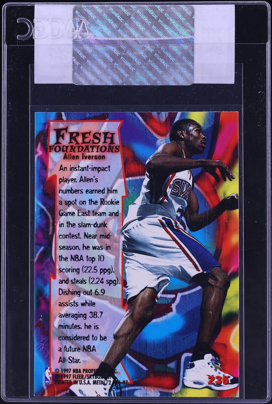 1996 Metal Precious Metal Fresh Foundations Allen Iverson ROOKIE #236 CGC AUTH