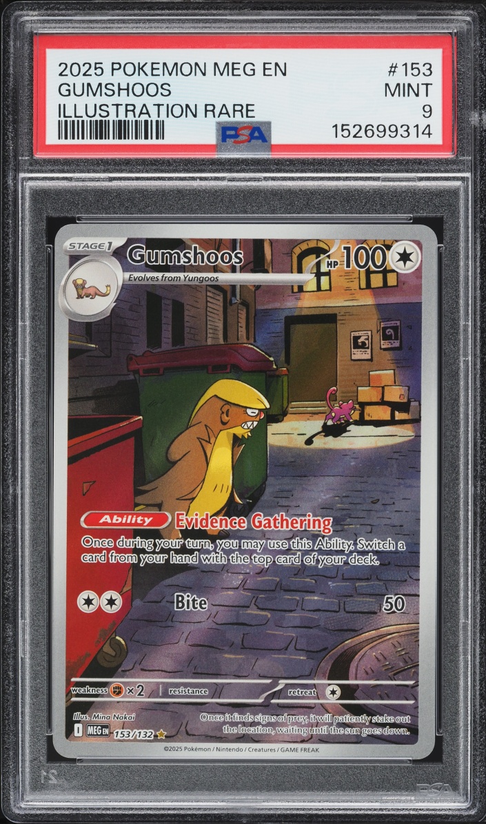 2025 Pokemon Mega Evolution IR Gumshoos #153 PSA 9 MINT