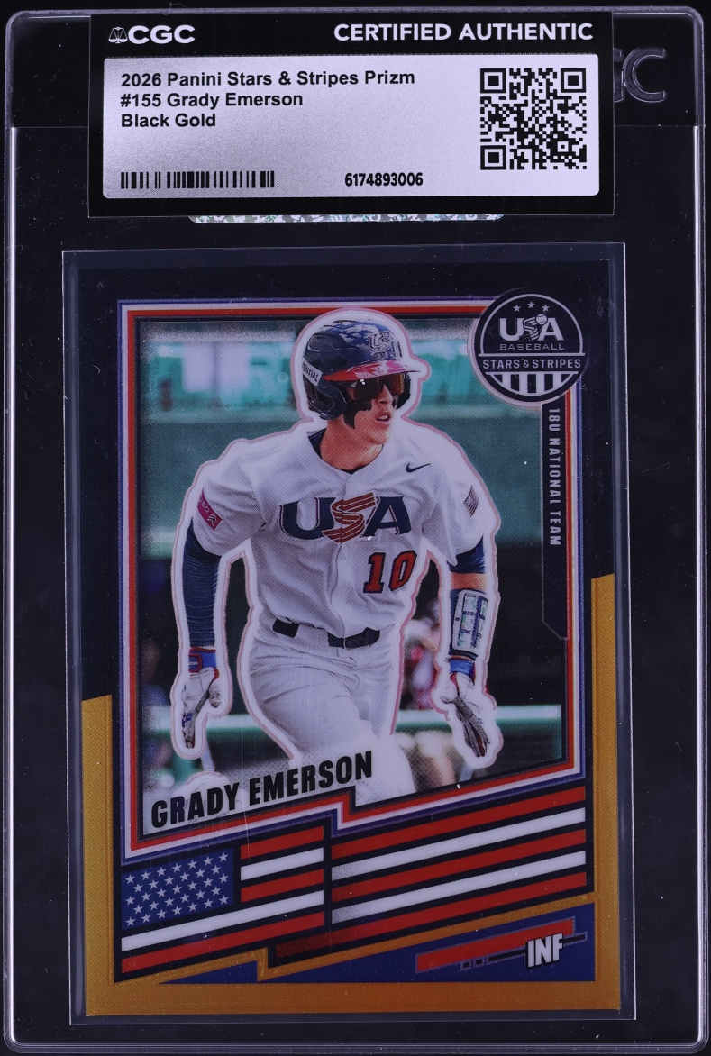 2026 Panini Stars & Stripes Prizm Black Gold Grady Emerson 1/5 #155 CGC AUTH