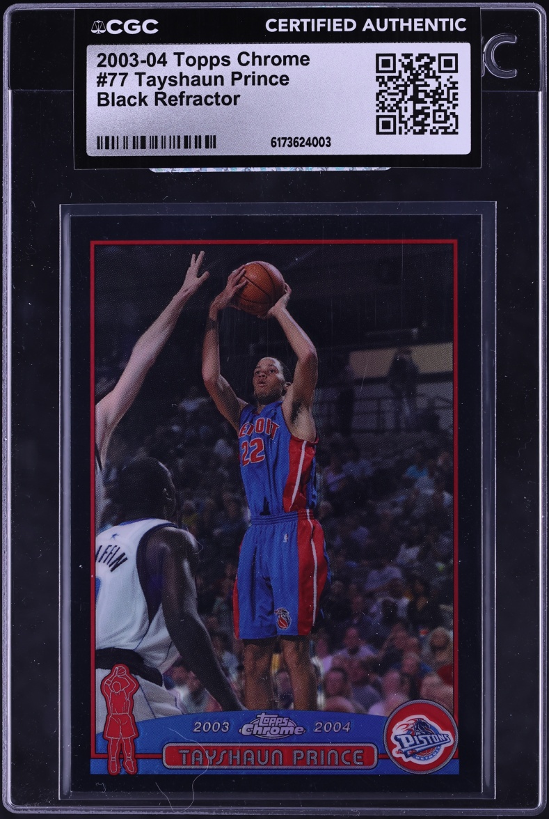 2003 Topps Chrome Black Refractor Tayshaun Prince /500 #77 CGC AUTH