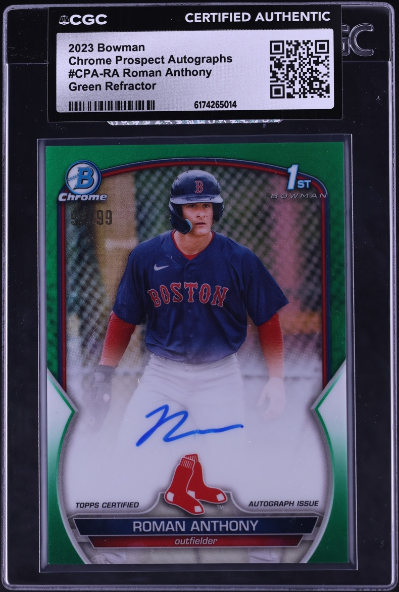 2023 Bowman Chrome Green Refractor Roman Anthony PROSPECT AUTO /99 #CPA-RA CGC AUTH