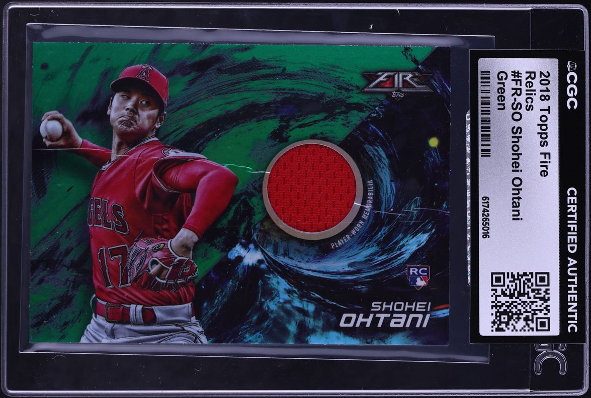2018 Topps Fire Green Shohei Ohtani ROOKIE PATCH /75 #FR-SO CGC AUTH
