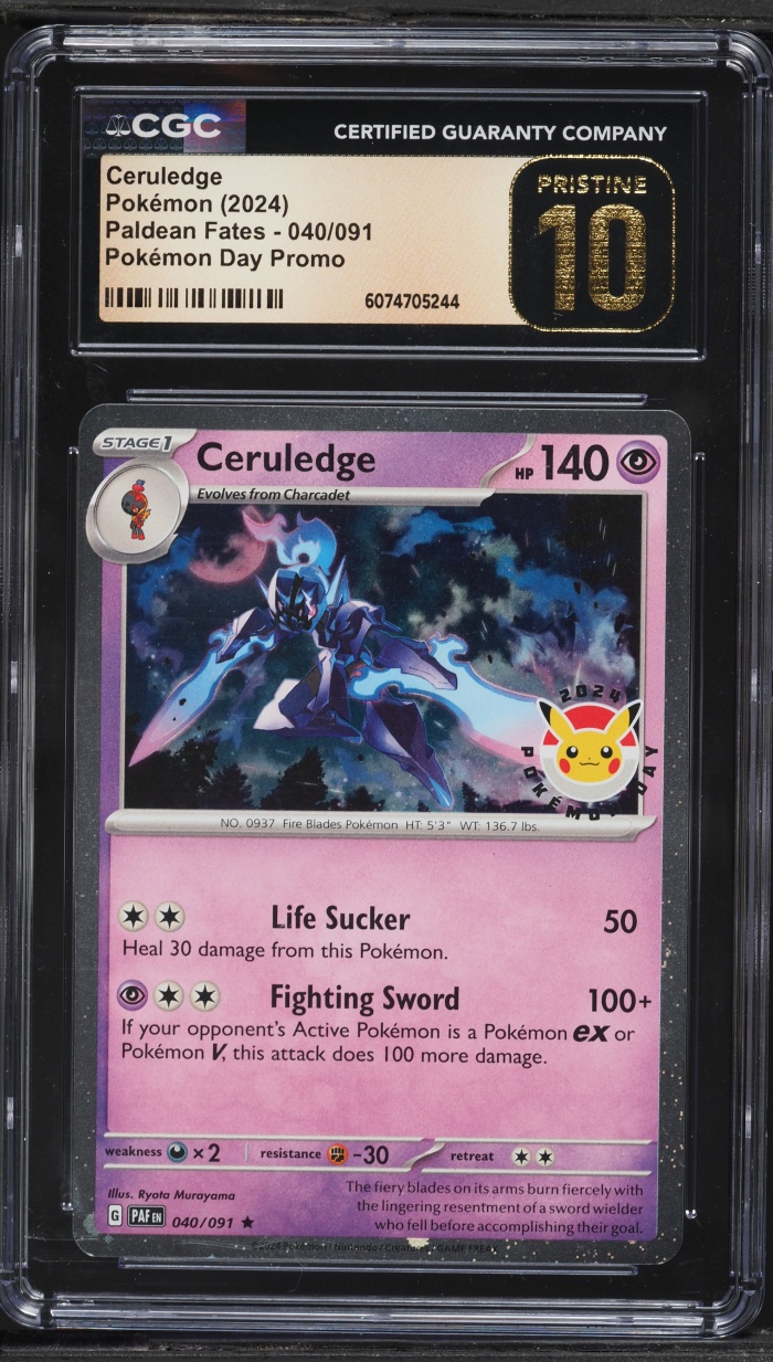 2024 Pokemon Scarlet & Violet Paldean Fates Day Promo Holo Ceruledge #40 CGC 10 PRISTINE