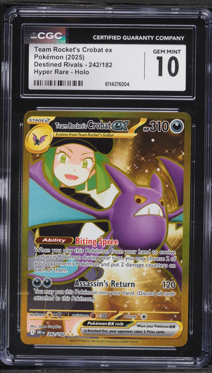 2025 Pokemon SV Destined Rivals Gold Rare Team Rocket's Crobat ex #242 CGC 10 GEM MINT