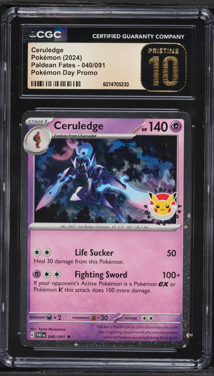2024 Pokemon Scarlet & Violet Paldean Fates Day Promo Holo Ceruledge #40 CGC 10 PRISTINE