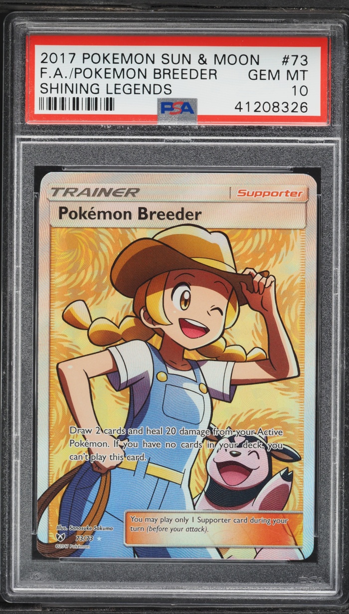 2017 Pokemon Sun & Moon Shining Legends Full Art Pokemon Breeder #73 PSA 10 GEM MINT