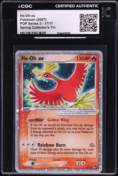 2007 Pokemon POP Series 3 Spring Collector's Tin Holo Ho-Oh ex #17 CGC AUTH