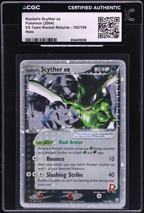 2004 Pokemon EX Team Rocket Returns Holo Rocket's Scyther ex #102 CGC AUTH