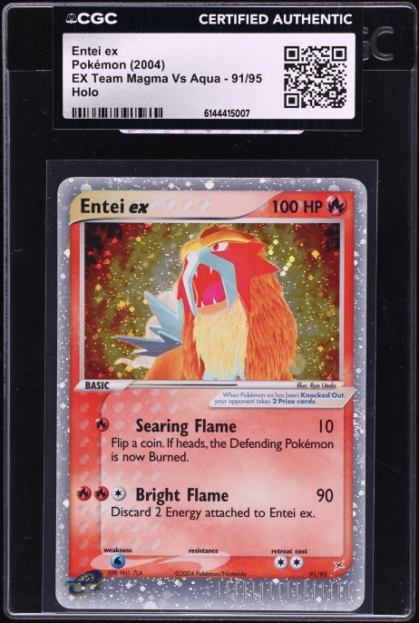 2004 Pokemon EX Team Magma Vs Aqua Holo Entei ex #91 CGC AUTH