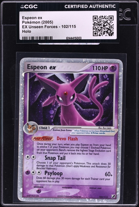 2005 Pokemon EX Unseen Forces Holo Espeon ex #102 CGC AUTH