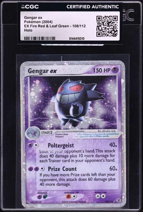 2004 Pokemon EX Fire Red & Leaf Green Holo Gengar ex #108 CGC AUTH