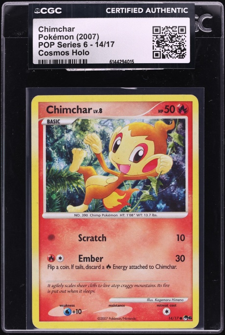 2007 Pokemon POP Series 6 Cosmos Holo Chimchar #14 CGC AUTH