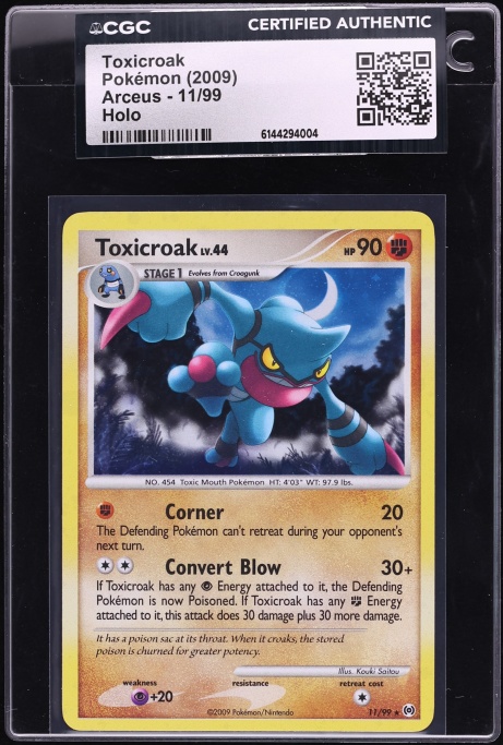 2009 Pokemon Platinum Arceus Holo Toxicroak #11 CGC AUTH