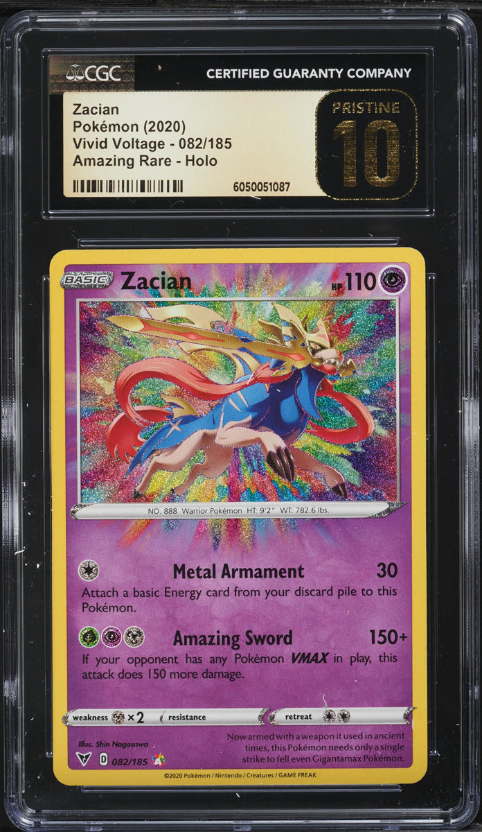 2020 Pokemon SWSH Vivid Voltage Amazing Rare Zacian #82 CGC 10 PRISTINE - Main Image