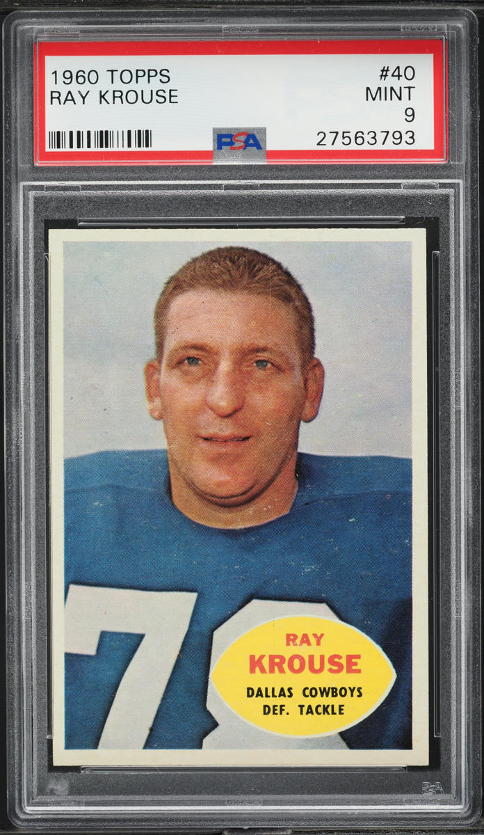 1960 Topps Football Ray Krouse #40 PSA 9 MINT
