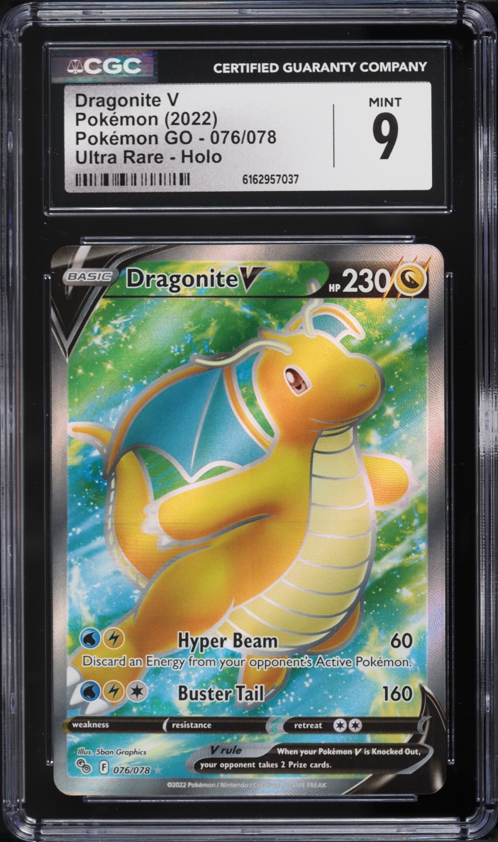 2022 Pokemon Sword & Shield Pokemon GO Full Art Dragonite V #76 CGC 9 MINT