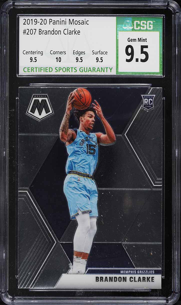 2019 Panini Mosaic Green Swirl Brandon Clarke ROOKIE RC /10 #277