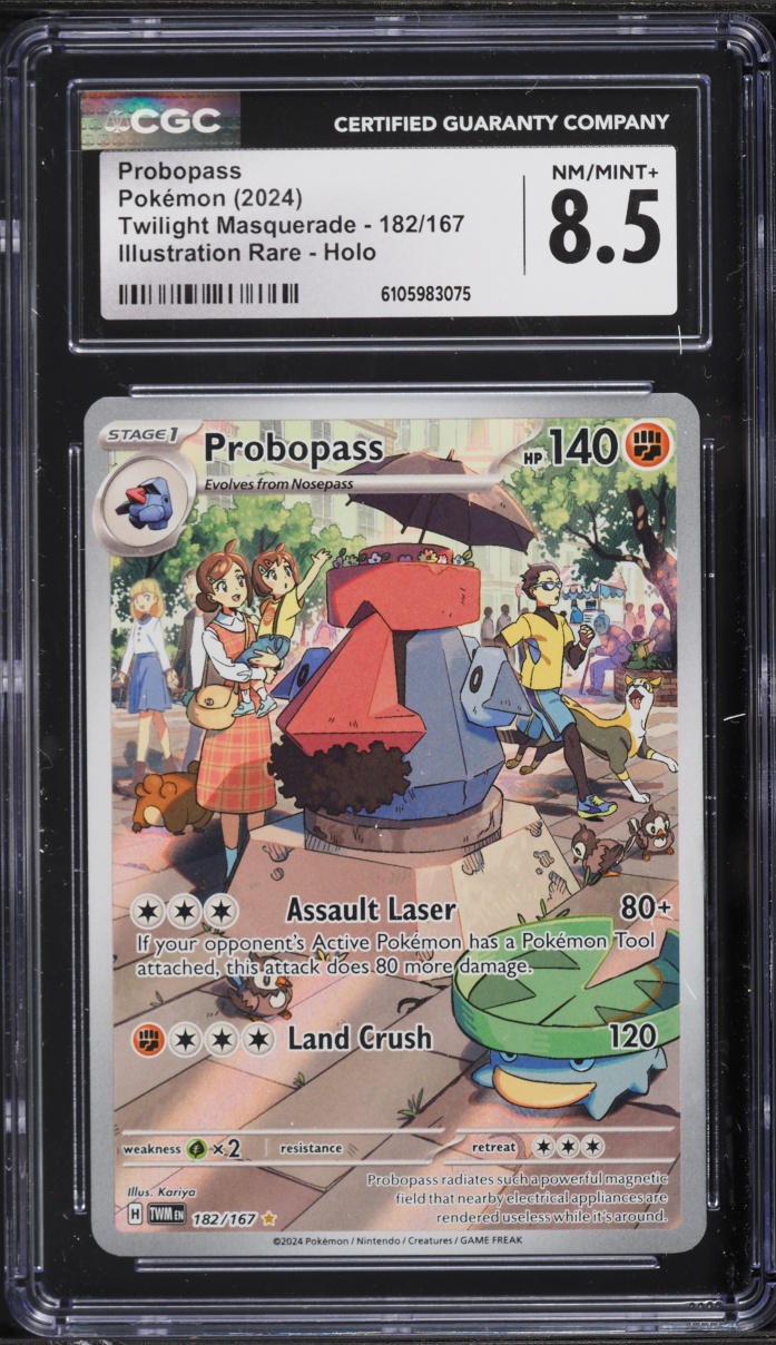 2024 Pokemon Scarlet & Violet Twilight Masquerade IR Probopass #182 CGC 8.5 NM-MT+