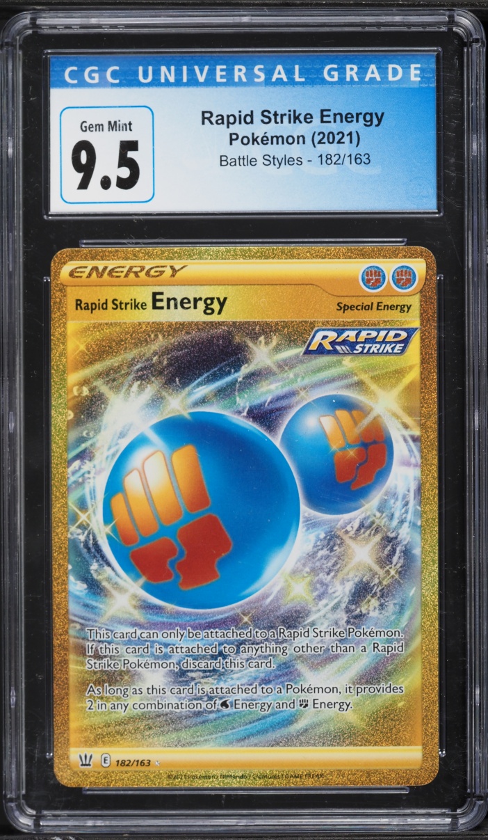 2021 Pokemon Sword & Shield Battle Styles Full Art Rapid Strike Energy #182 CGC 9.5 GEM MINT