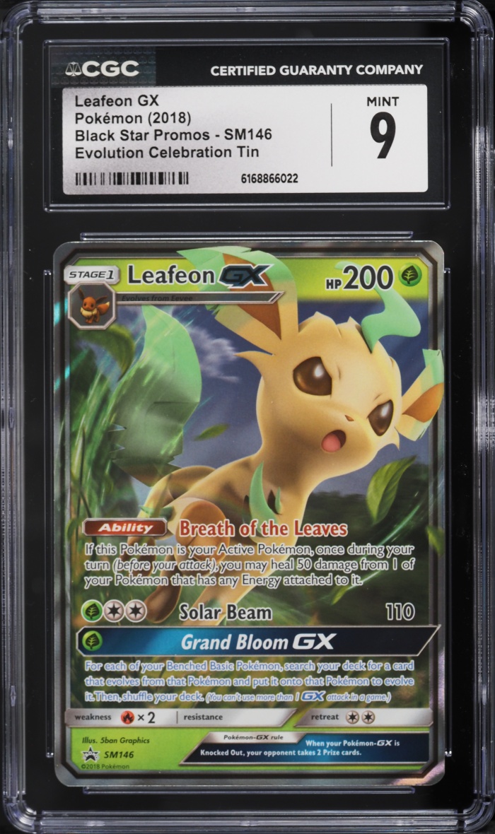 2018 Pokemon Sun & Moon Promo Evolution Celebration Tin Leafeon GX #SM146 CGC 9 MINT