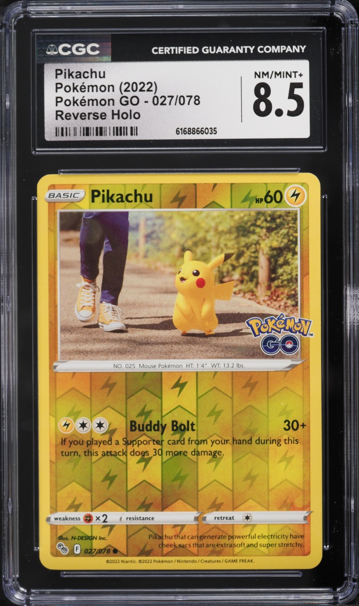 2022 Pokemon Sword & Shield Pokemon GO Reverse Holo Pikachu #27 CGC 8.5 NM-MT+