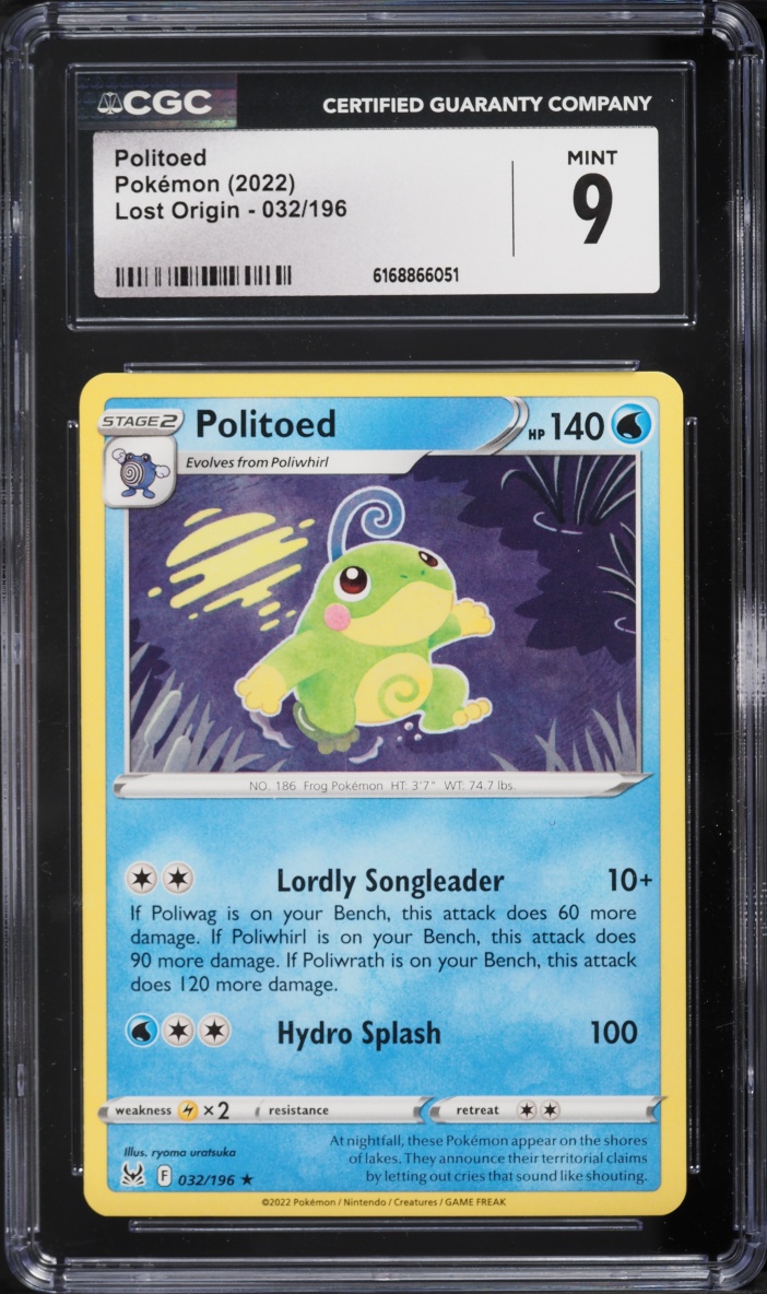 2022 Pokemon Sword & Shield Lost Origin Politoed #32 CGC 9 MINT
