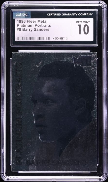 1996 Metal Platinum Portraits Barry Sanders #8 CGC 10 GEM MINT - Photo 1