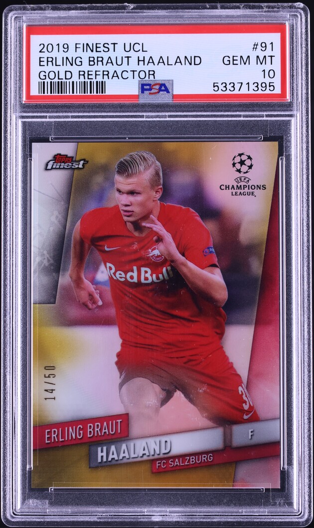 2019 Finest UEFA Champions League Erling Haaland ROOKIE #91 PSA 9