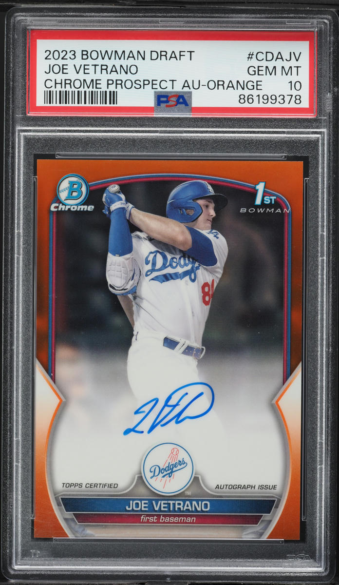 2023 Bowman Chrome Orange Joe Vetrano PROSPECT AUTO /25 #CDAJV PSA 10 GEM MINT