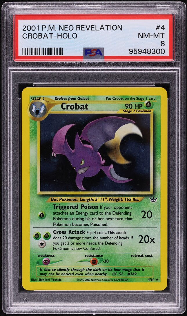 2001 Pokemon Neo Revelation Holo Crobat #4 PSA 8 NM-MT