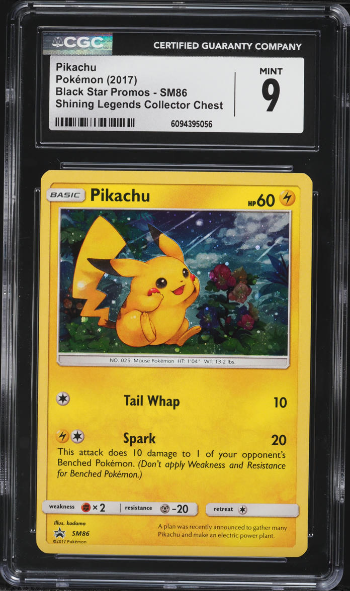 2017 Pokemon SM Black Star Promo Shining Legends Collector Chest Holo Pikachu #SM86 CGC 9 MINT