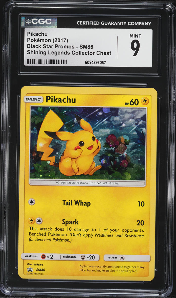 2017 Pokemon SM Black Star Promo Shining Legends Collector Chest Holo Pikachu #SM86 CGC 9 MINT