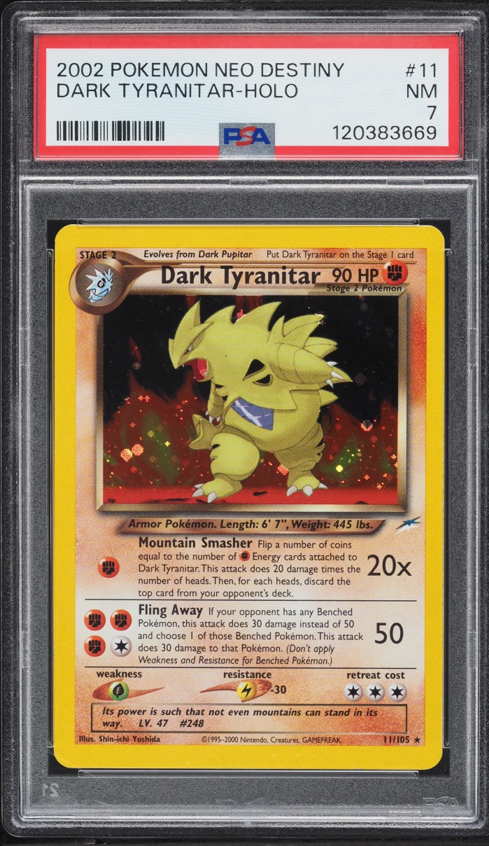 2002 Pokemon Neo Destiny Holo Dark Tyranitar #11 PSA 7 NRMT