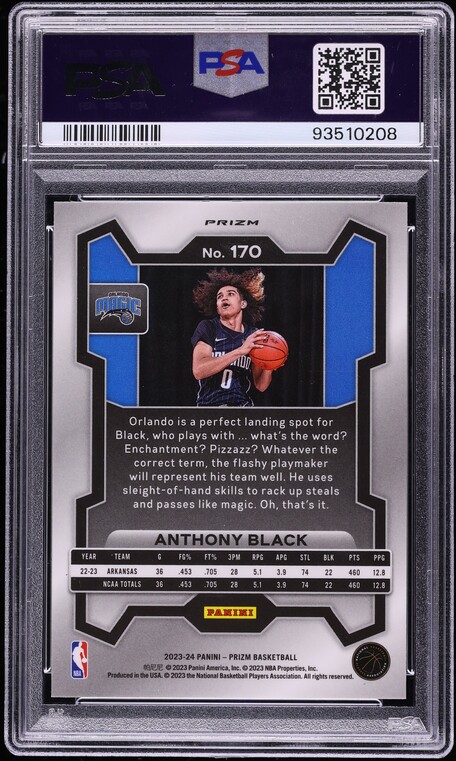 2023 Panini Prizm Silver Anthony Black ROOKIE #170 PSA 10 GEM MINT
