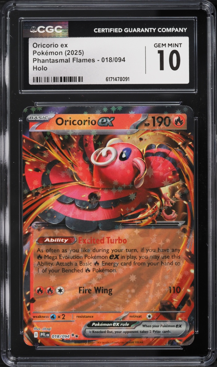 2025 Pokemon Mega Evolution Phantasmal Flames Holo Oricorio ex #18 CGC 10 GEM MINT
