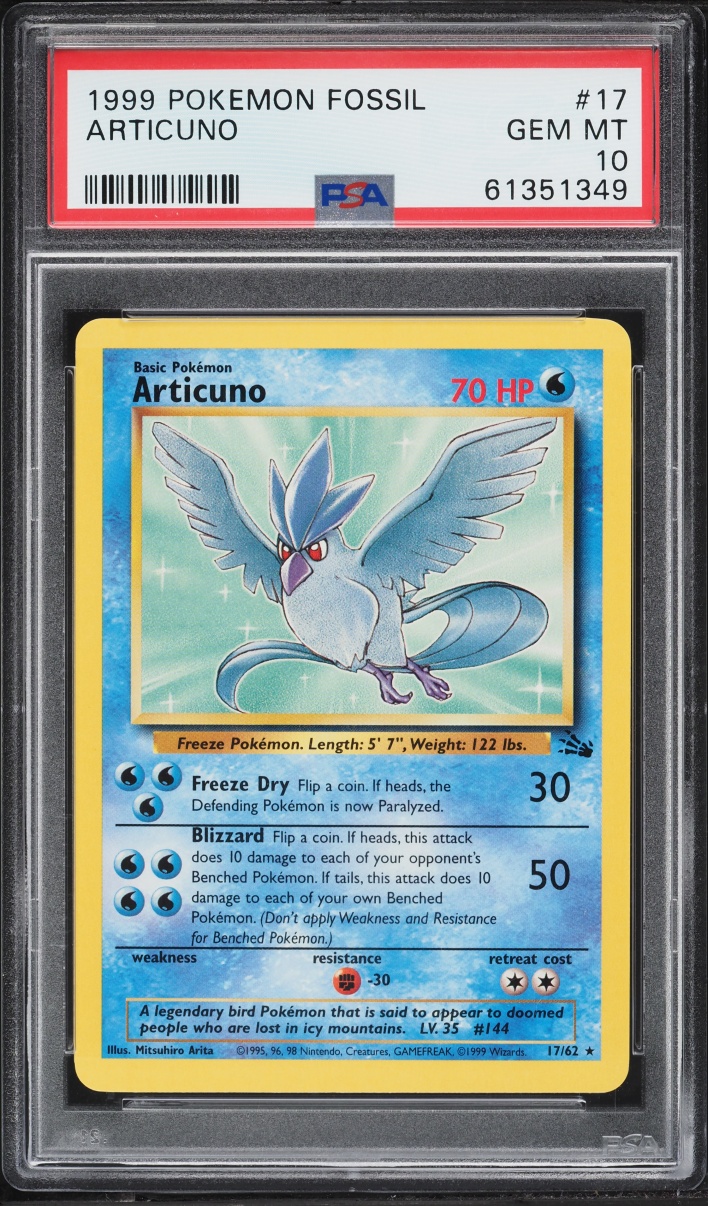1999 Pokemon Fossil Articuno #17 PSA 10 GEM MINT