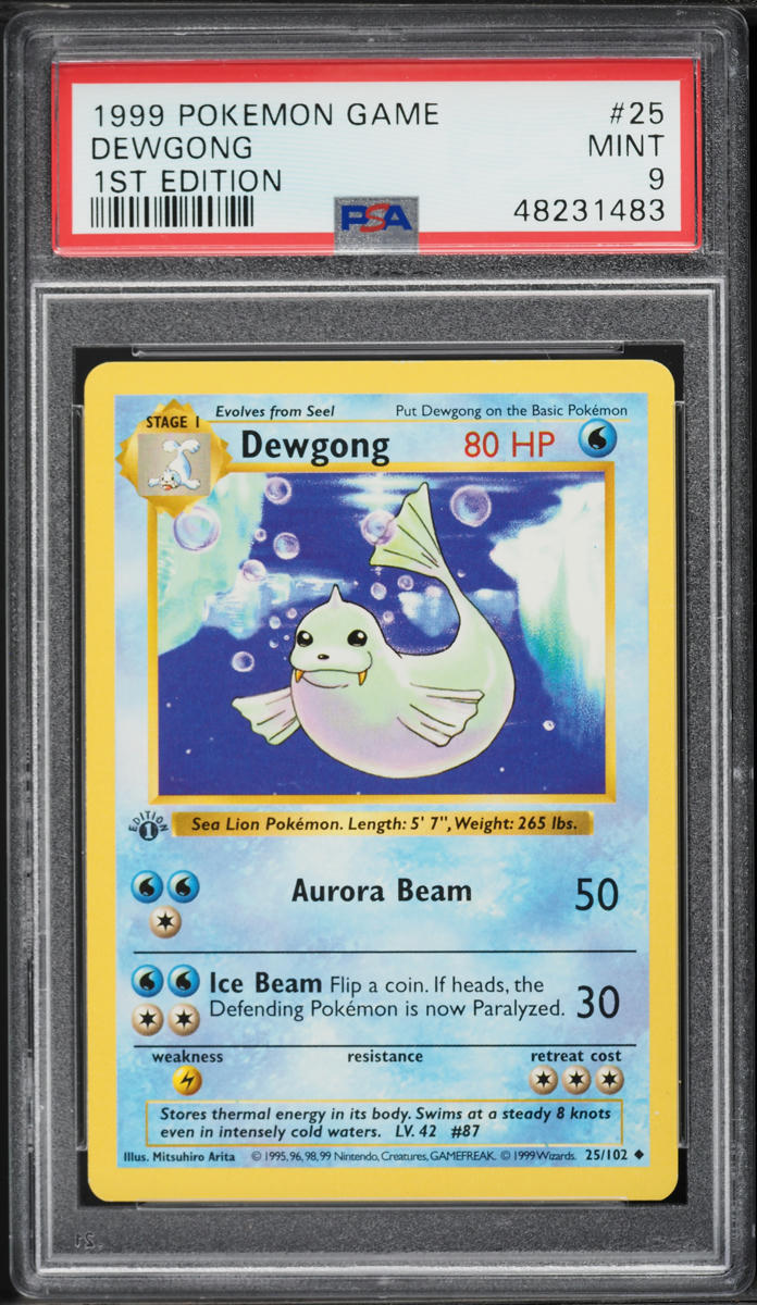 1999 Pokemon Base Set Shadowless 1st Edition Dewgong #25 PSA 9 MINT