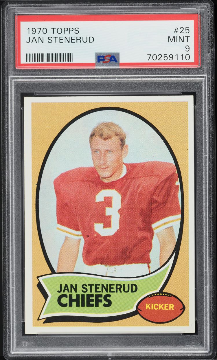 1970 Topps Football Jan Stenerud ROOKIE #25 PSA 9 MINT