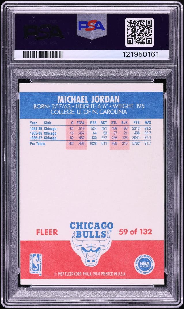 1987 Fleer Basketball Michael Jordan #59 PSA 8 NM-MT