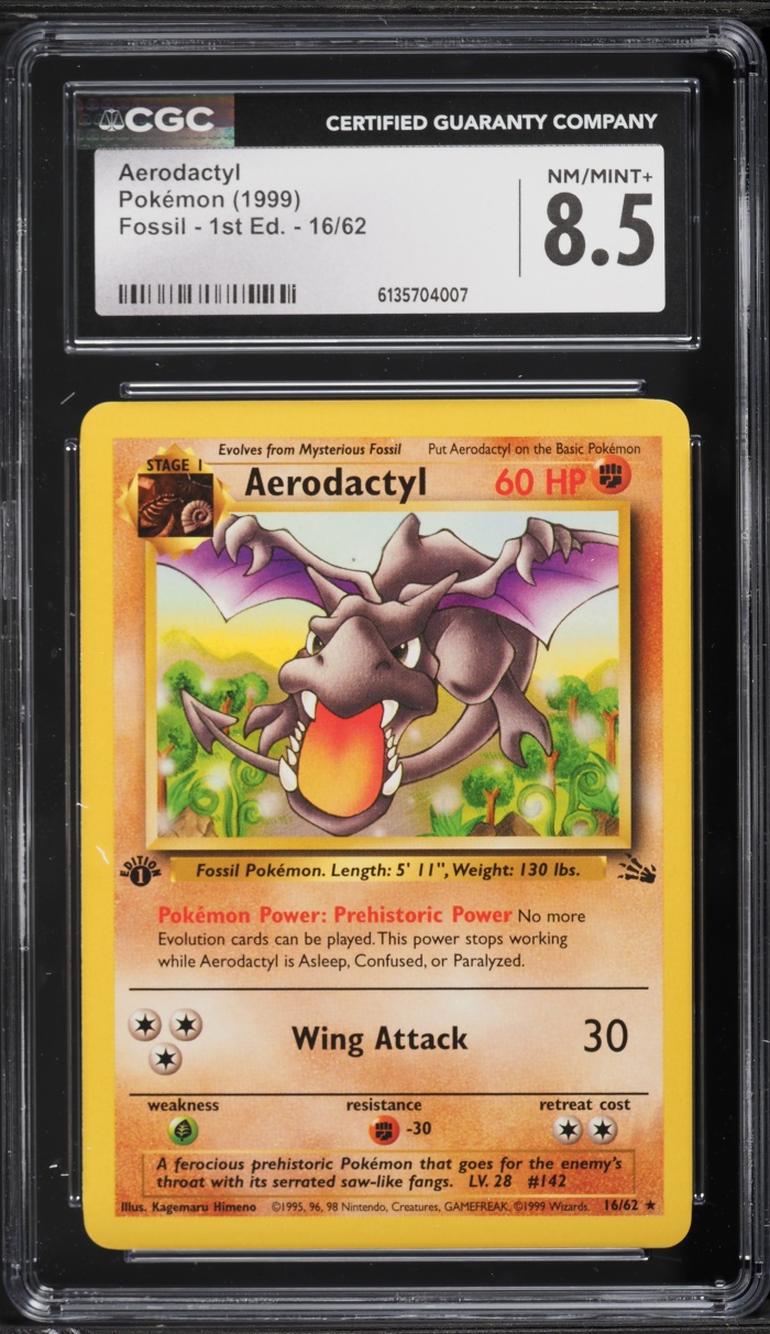 1999 Pokemon Fossil 1st Edition Aerodactyl #16 CGC 8.5 NM-MT+