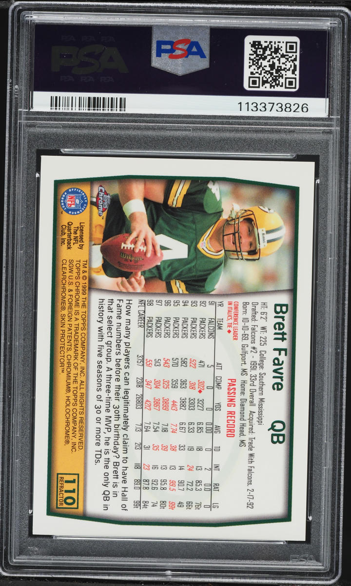 1999 Topps Chrome Refractor Brett Favre #110 PSA 8 NM-MT