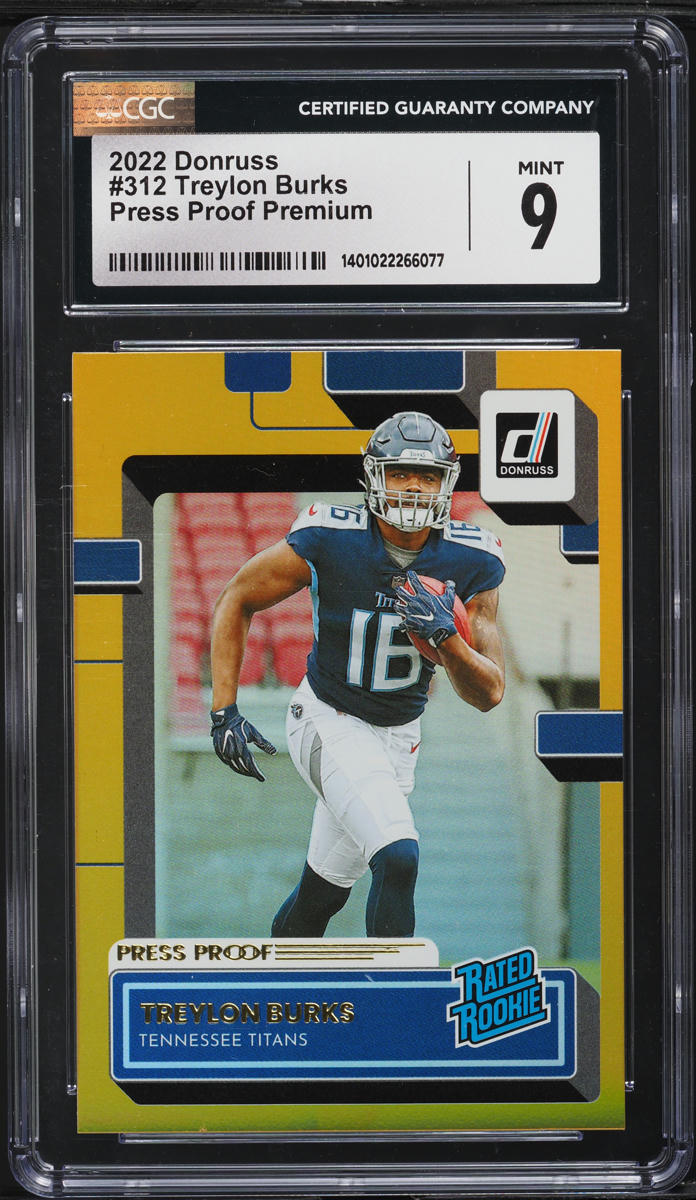 2022 Donruss Press Proof Premium Treylon Burks ROOKIE #312 CGC 9 MINT