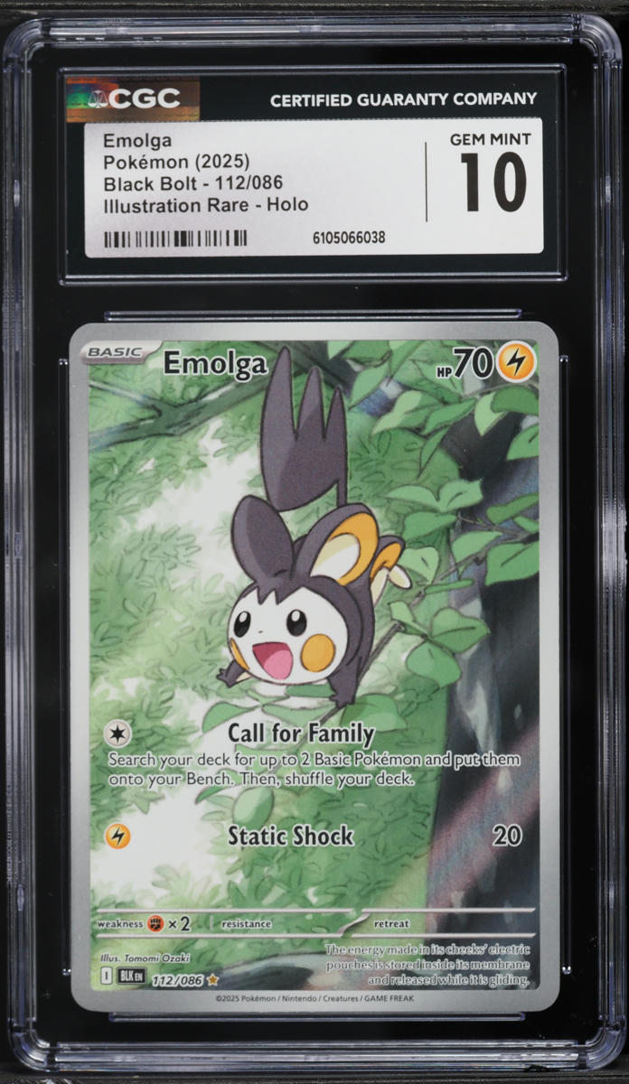 2025 Pokemon Scarlet & Violet Black Bolt IR Emolga #112 CGC 10 GEM MINT