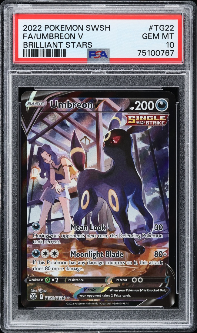 2022 Pokemon Sword & Shield Brilliant Stars CHR Umbreon V #TG22 PSA 10 GEM MINT