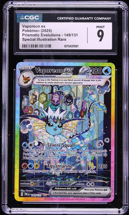 2025 Pokemon Scarlet & Violet Prismatic Evolutions SIR Vaporeon ex #149 CGC 9 MINT