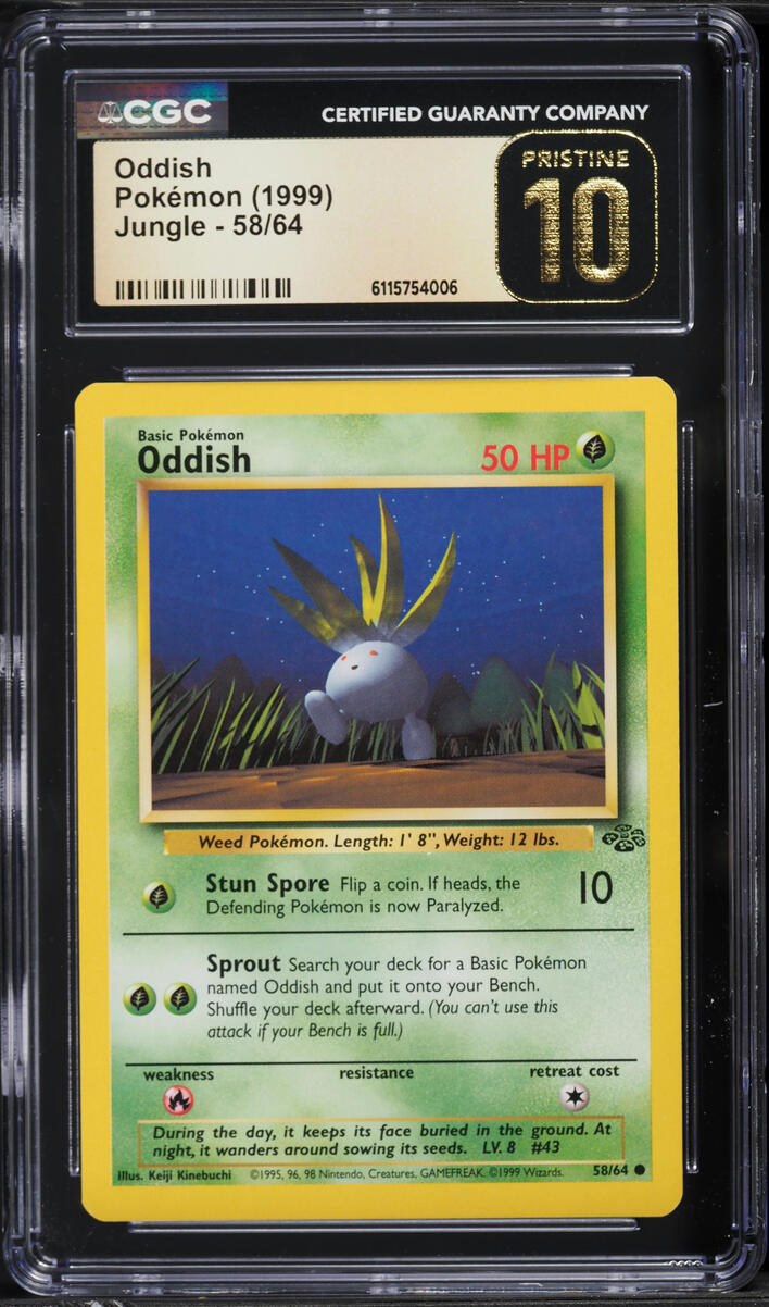 1999 Pokemon Jungle Oddish #58 CGC 10 PRISTINE